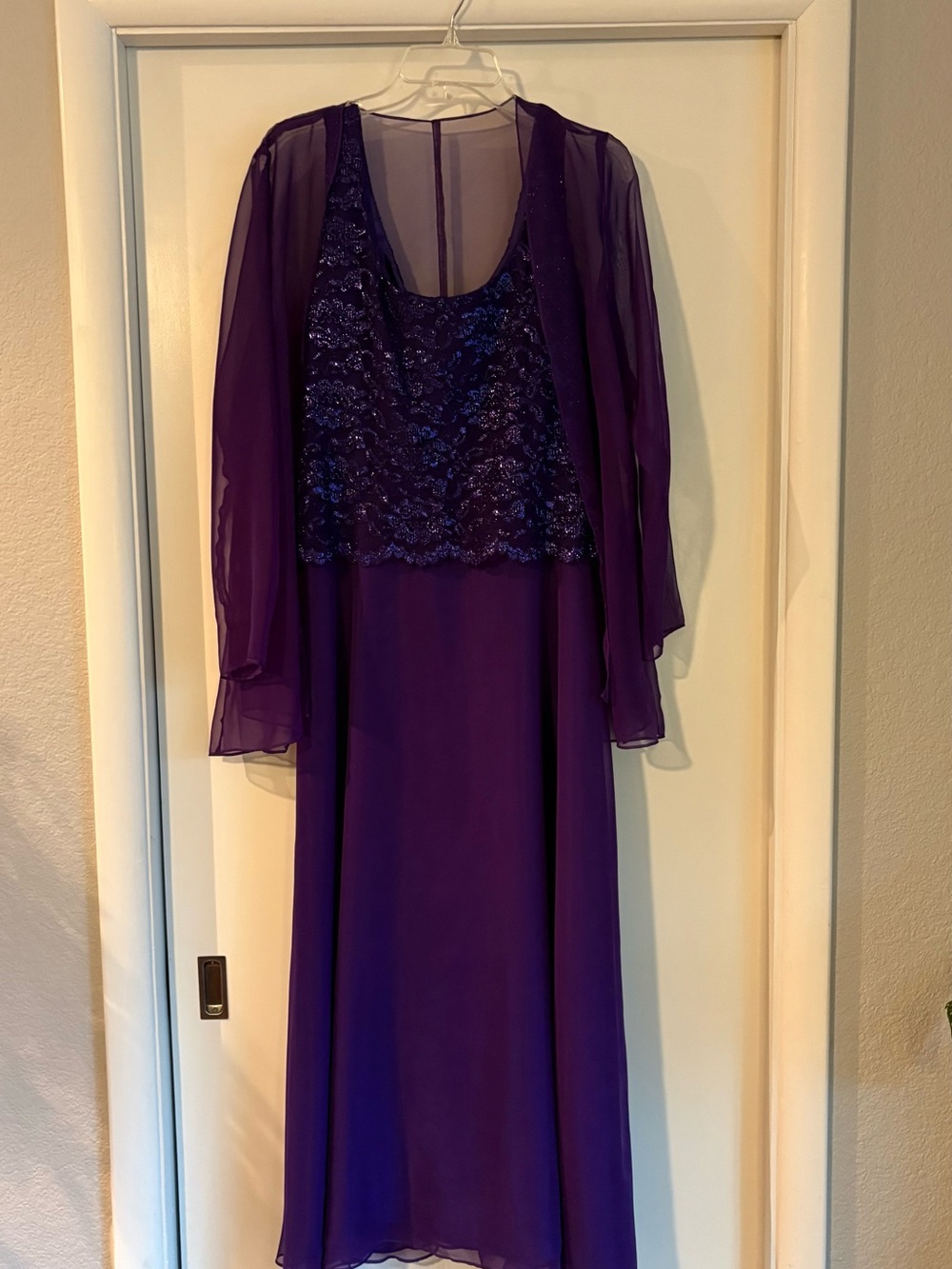 Purple Chiffon Evening Dress with Sheer Jacket